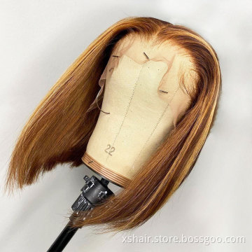 Wholesale Natural Fringe Bob Wig Human Hair #4 #30 99j Bob Wigs with Color Human Hair Colored Lace Front Wigs